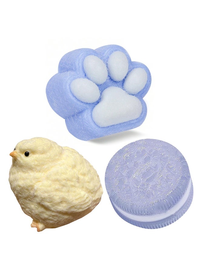 GlamourPie Taba Squishy Toy Set – 1 Chick, 1 Paw, 1 cookie Soft Stress Relief Squishy Toys for Kids and Adults Cute & Fun for Play, Collection, and Gift Perfect Squishy Toys for Bedroom, Home, and Office - Image 1